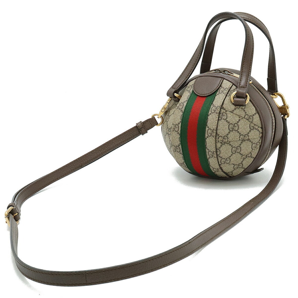 Gucci Shoulder Leather Mocha Supreme GG Bag Black Beige Ophidia